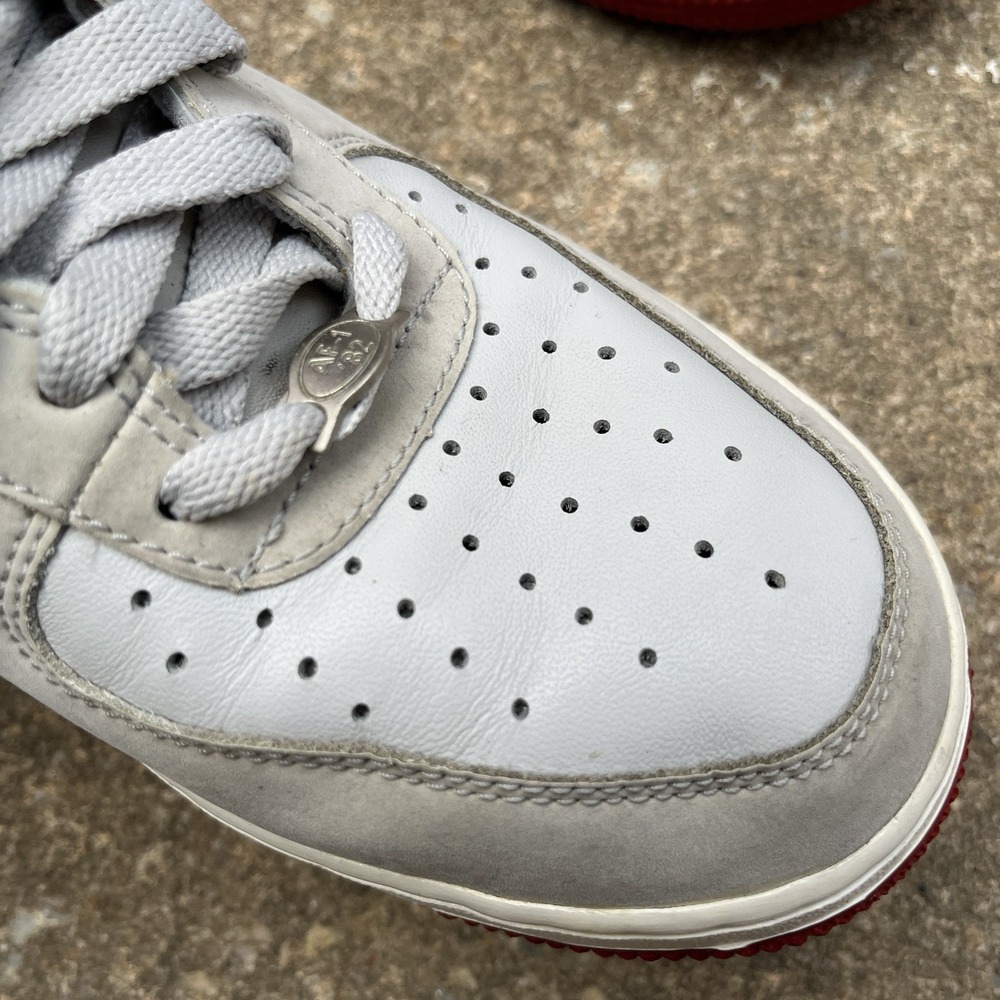 Nike Air Force 1 Sneakers Men's 8 Grey Varsity Red Y2K Low Top Basketball Shoes - Picture 4 of 16